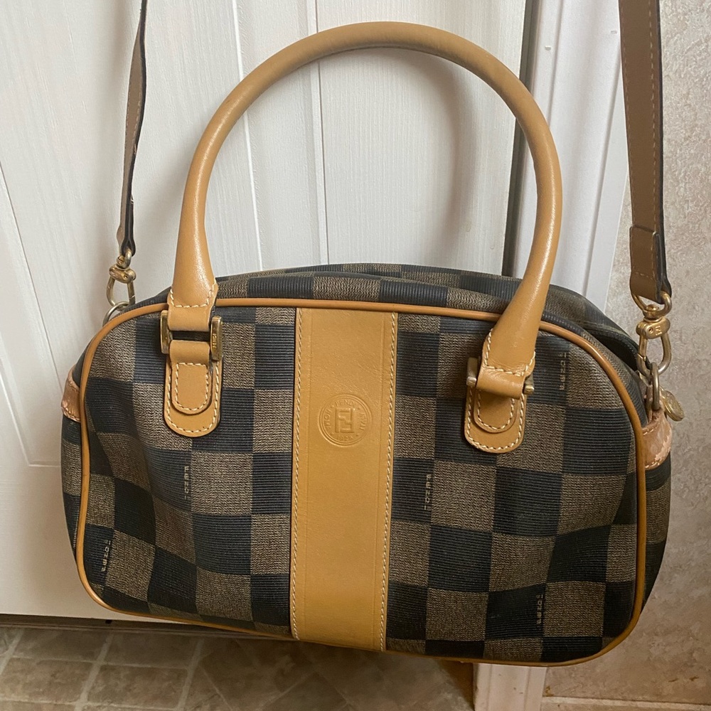 COPY - Fendi Checkerd Bag with Crossbody Strap. Vintage